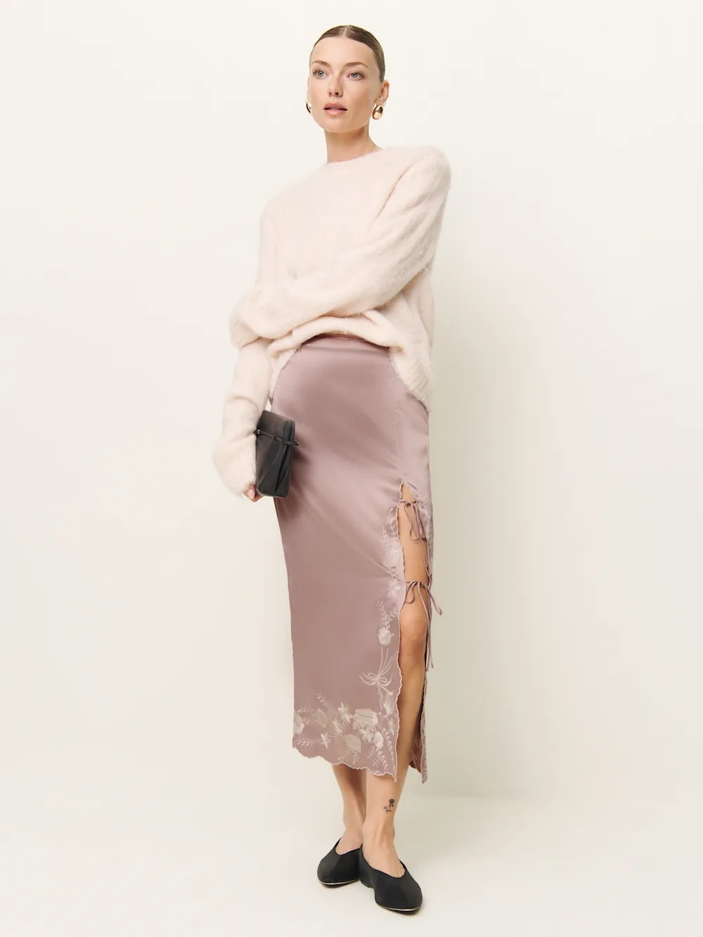Reformation Mira Silk Skirt In Incense Color SIZE 4